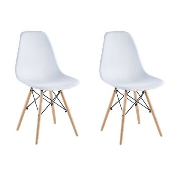 Chaise de cuisine blanche - lot de 2 chaises - bois et plastique