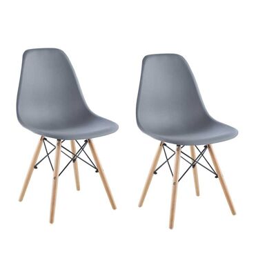 Ensemble de chaises de cuisine gris - 2 chaises en bois et plastique