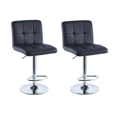 Bar stool set of 2 - Chrome with black upholstery - 37x44x112 cm