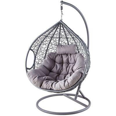 Hanging chair rocking chair XXL gray with its own frame
