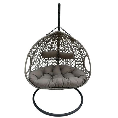 Hanging chair 2-seater gray - cocoon - rocking chair - 120x120x198 cm