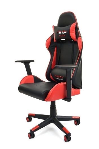 Chaise de jeu - Chaise de bureau - Elite - Cuir ECO - noir-rouge