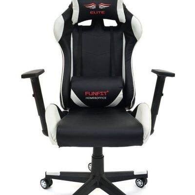 Gaming-Stuhl – Bürostuhl – Elite – ECO-Leder – Schwarz und Weiß