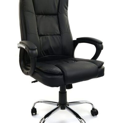 Office chair with luxurious seat and armrests - black - adjustable
