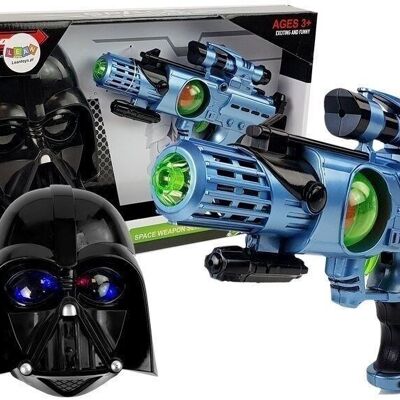 Spielzeug-Laserpistole 28 cm – mit Maske – Licht und Ton