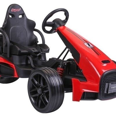 Electrically controlled go-kart with horn on the steering wheel - red