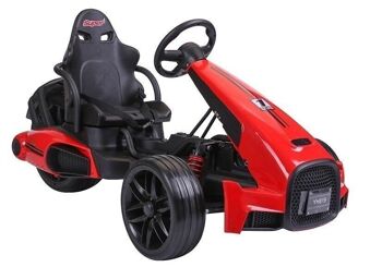 Kart à commande électrique avec klaxon sur le volant - rouge