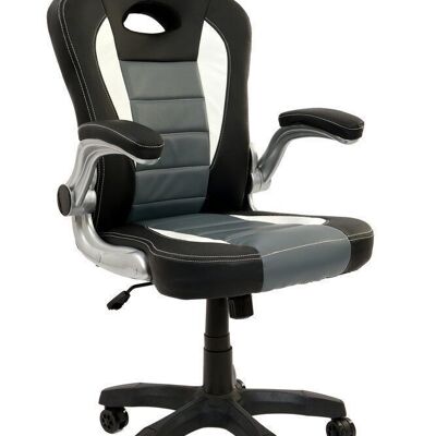 Gaming-Stuhl schwarz-grauer Bürostuhl aus ECO-Leder – verstellbar