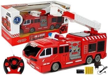 Camion de pompiers RC - 28 x 8,5 x 10,5 cm - avec chargeur et télécommande