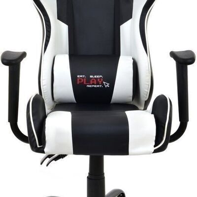 Chaise de bureau ergonomique en cuir ECO noir et blanc, chaise de jeu
