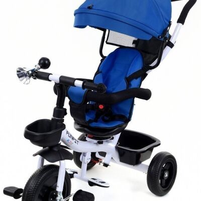 Tricycle - bicycle - with push bar and sun canopy - blue