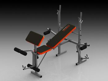 Banc de sport - banc de musculation - multifonctionnel - entièrement réglable - pliable - noir & orange