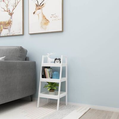 Wooden bookcase diagonal - bedside table - white - 30x29x72 cm