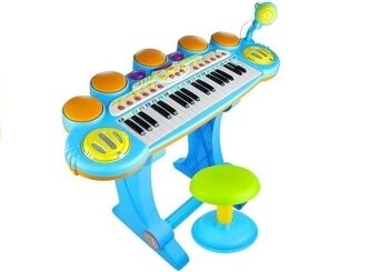 Piano à clavier jouet - avec batterie - microphone - tabouret