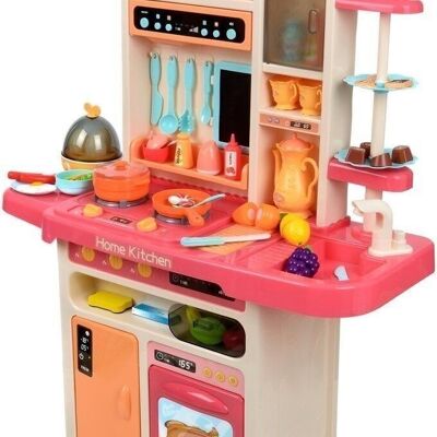 Children's kitchen - plastic - 71x30x93 cm - pink - 66 pieces