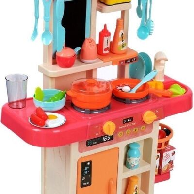 Cucina per bambini - plastica - 45x22x63 cm - rosa - 42 pezzi