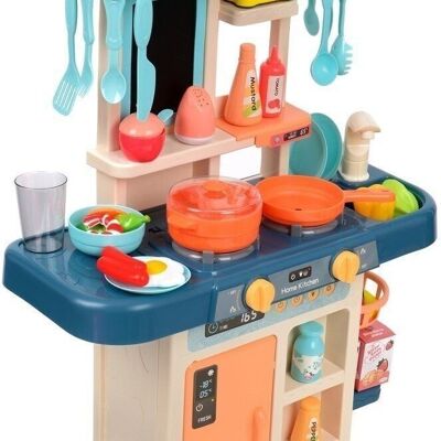 Children's kitchen with kitchenware - 42 pieces - blue play kitchen