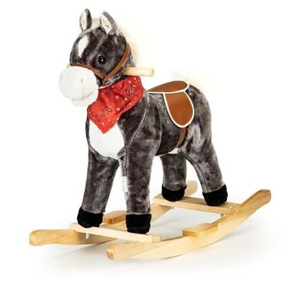 Wooden rocking horse black - moving tail - muzzle sounds - 73x36x65 cm