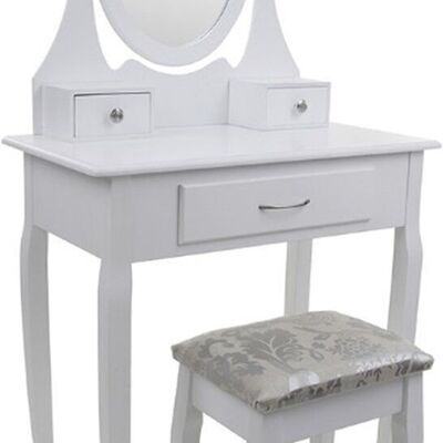 Dressing table - with mirror and stool - 75x40x137 cm - white