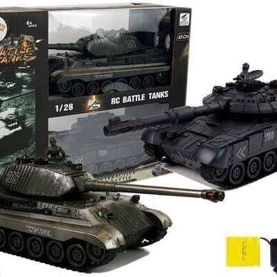 RC army tank duel set - green and black - 26 and 28 cm