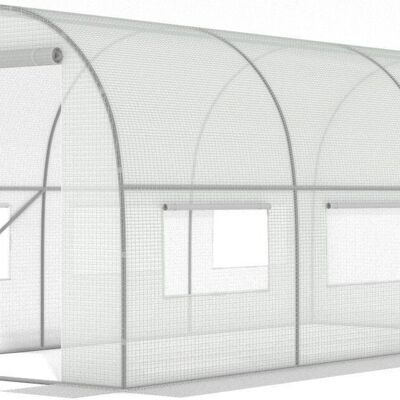 Gewächshaus 3x2x2 Meter - weiß - mit 6 Moskitonetzfenstern - 6m2