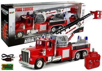 Camion de pompiers RC avec échelle extensible et sirène - 60 cm