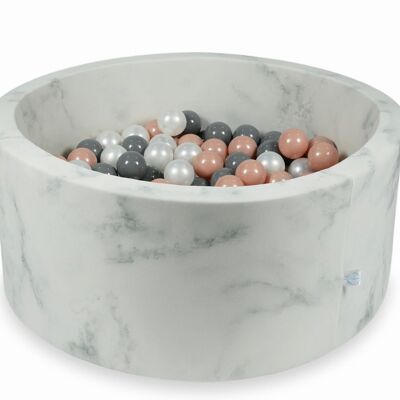 Ball pit marble with 300 rose gold gray and mother of pearl balls - 90 x 40 cm - round
