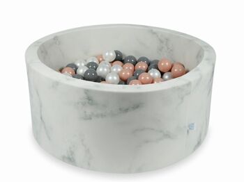 Piscine à boules en marbre avec 300 boules gris or rose et nacre - 90 x 40 cm - ronde