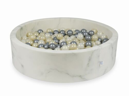 Ballenbak marmer met 400 licht goud, zilver en iriserende ballen - 115 x 30 cm - rond