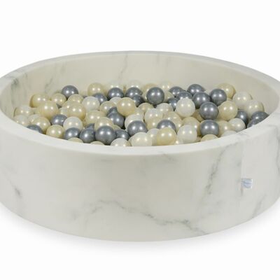 Ball pit marble with 400 light gold, silver and iridescent balls - 115 x 30 cm - round