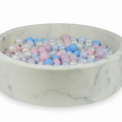 Piscina de bolas de mármol con 400 bolas rosa claro y azul claro 115 x 30 cm - redonda
