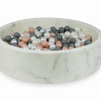 Ball pit marble with 400 pink gold, gray, mother of pearl balls 115 x 30 cm - round