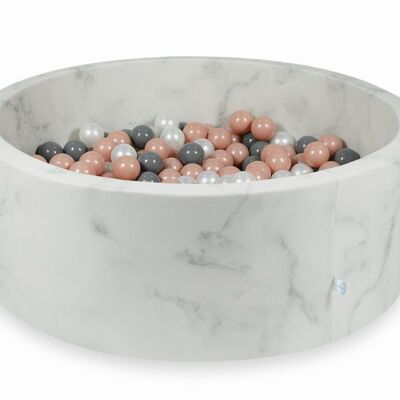 Ball pit marble with 500 pink gold, gray, mother of pearl balls - 115 x 40 cm - round