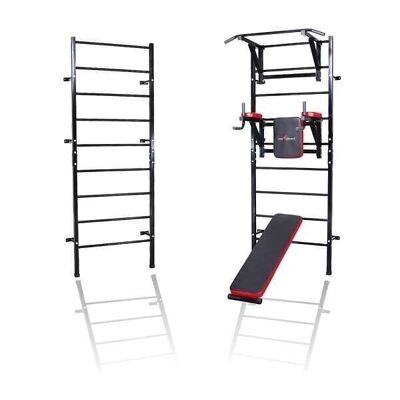 Escalera de gimnasia de entrenamiento 235x87 cm con barra de tracción y banco de pesas
