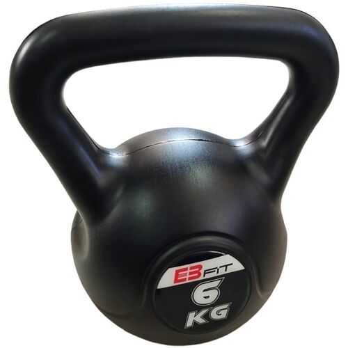 Kettlebell 6 kg – Kunststof coating – Zwart