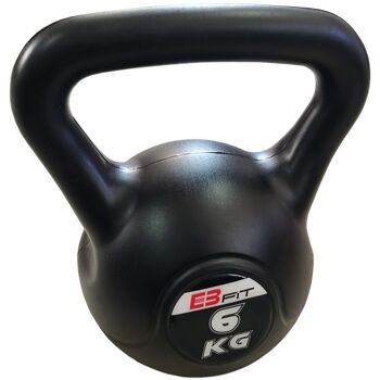 Kettlebell 6 kg – Revêtement plastique – Noir