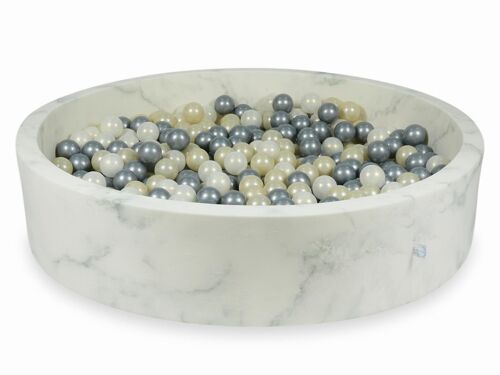 Ballenbak marmer met 600 lichtgoud zilver en iriserende ballen - 130 x 30 cm - rond