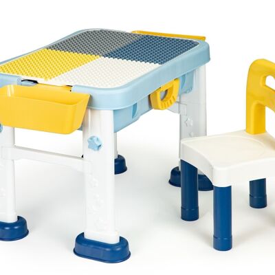 Tavolo da gioco con blocchi impilabili, tavolo da disegno, set da gioco per bambini