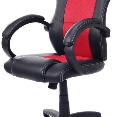 Office chair artificial leather black & red - adjustable - with armrests
