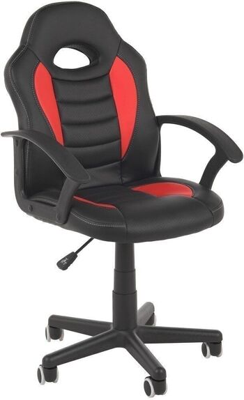 Chaise de jeu en cuir artificiel noir et rouge - chaise de bureau - réglable