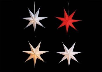 Étoile lumineuse à 7 pointes en papier/carton rouge, blanc, argent, crème 4 fois, (L/H/P) 60x19x60cm