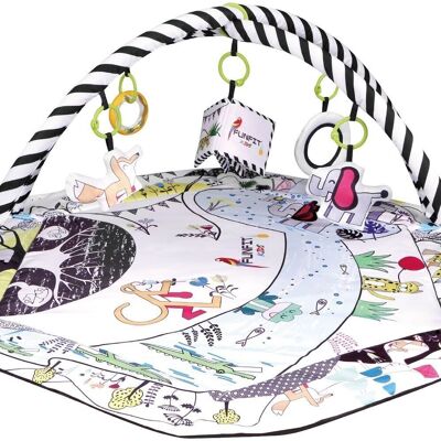 Educational play mat with balls and play arch