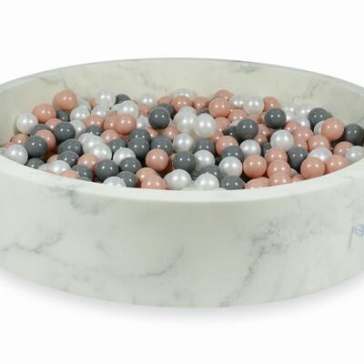 Ball pit marble with 600 gold pink, gray, mother of pearl balls - 130 x 30 cm - round