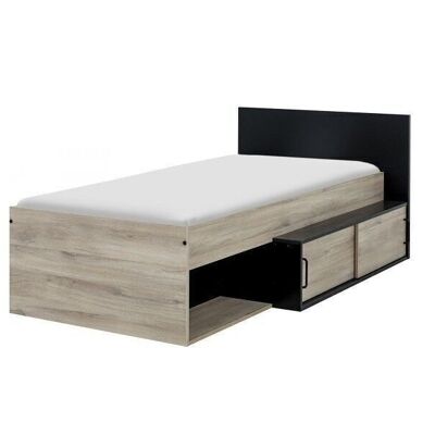 Wooden bed - 90x200 cm with handy storage drawer