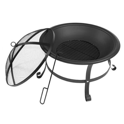 Panier à feu pour barbecue - cheminée avec couvercle - 55x55x40 cm - métal noir