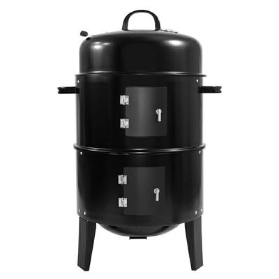 Barbecue - Fumoir - Grill - Grill de jardin 3 en 1 noir - 40cx40x83 cm
