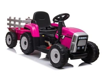 Tracteur à commande électrique avec remorque - rose