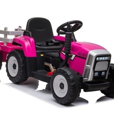 Elektrisch bestuurbare tractor met aanhanger - roze