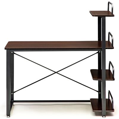 Desk - with shelves - 120x50x125 cm - brown-black