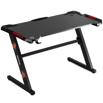 Gaming desk 120x60x75 cm black with LED lighting